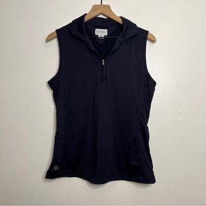 Chase 54 Blue Sleeveless Golf 1/4 Zip Athletic Polo Shirt Size Medium